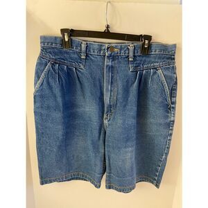Wrangler pleated denim mom festival shorts Vtg 34” waist